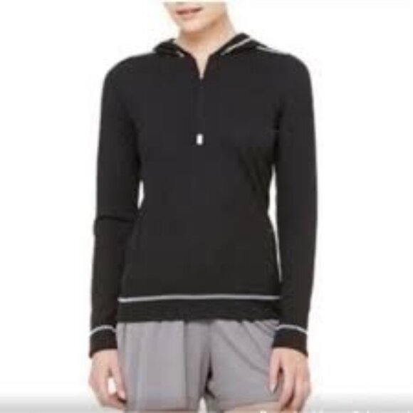 ALO Yoga Tops - Alo Yoga coolfit black 3/4 zip hooded pullover size XL